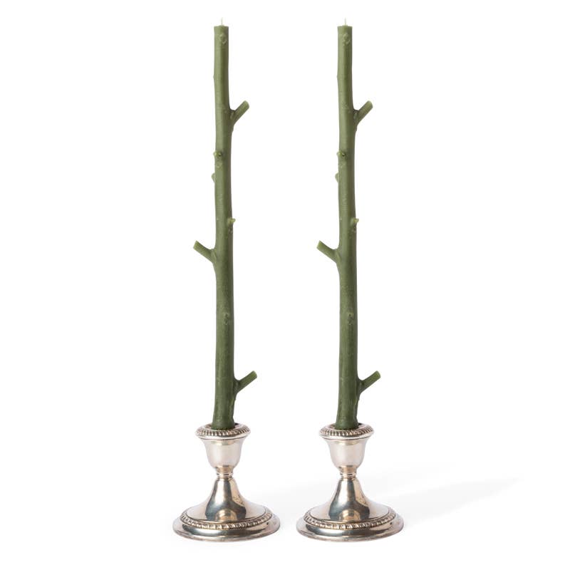 Stick Candles Maple / Pair Forest Green - Nested 