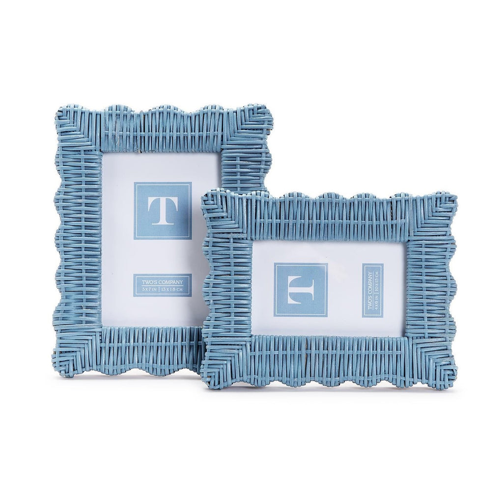 Blue Wicker Weave Photo Frame -Nested