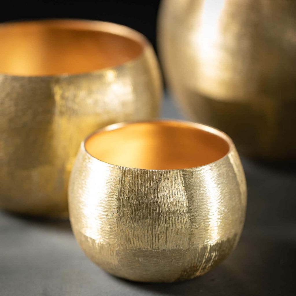 Large Lustrous Brushed Gold Pot - Nested Designs