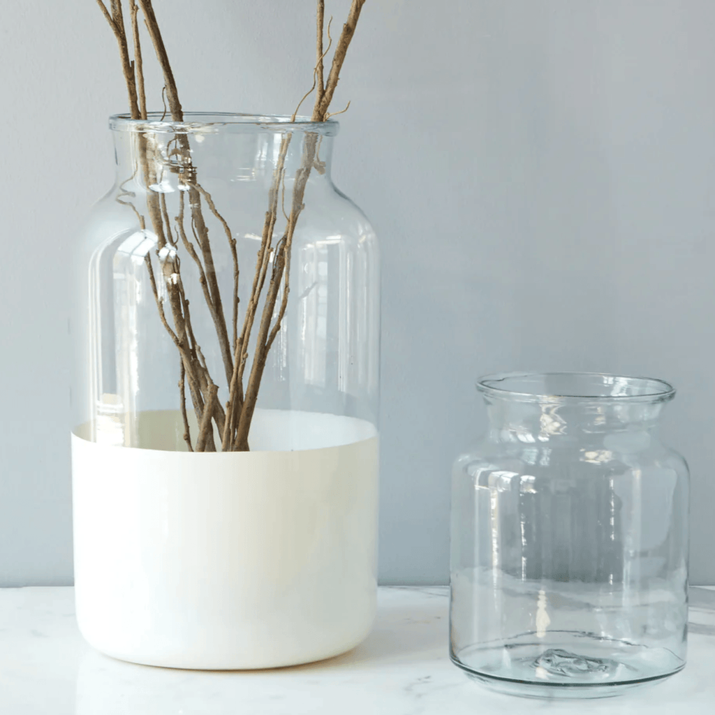 White Color Block Mason Jar, Large - Nested Designs