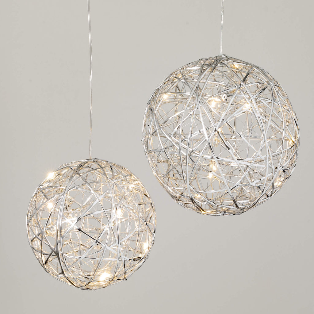 Lighted Silver Hanging Globe - NESTED