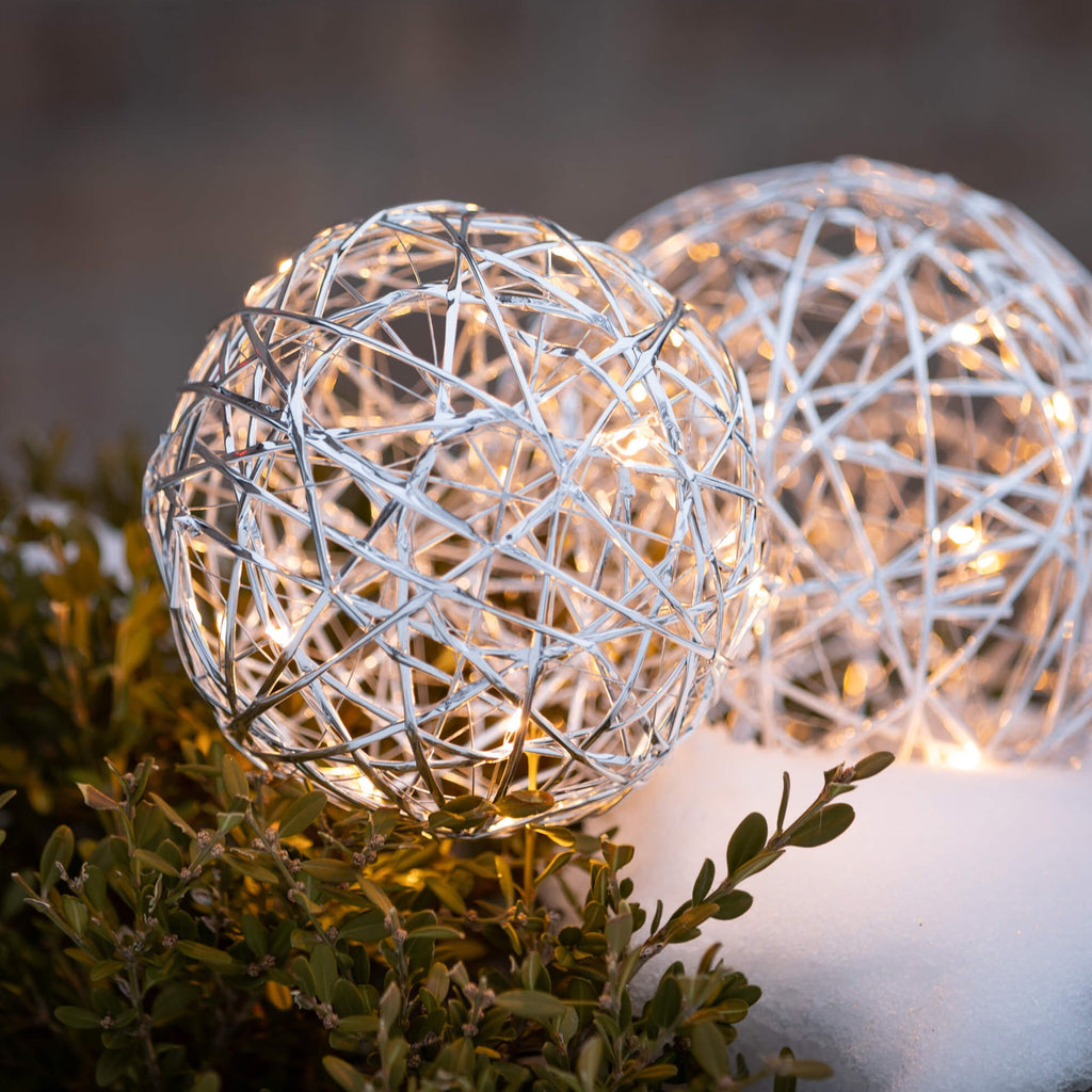 Lighted Silver Hanging Globe - NESTED