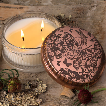 Dragonflies and Butterflies Engraved Grapefruit Candle - Nested