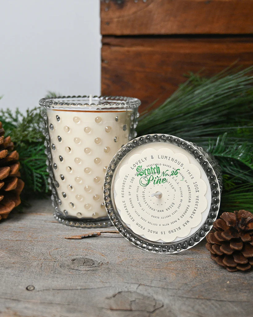 Scotch Pine Hobnail Glass Candle - Nested Designs