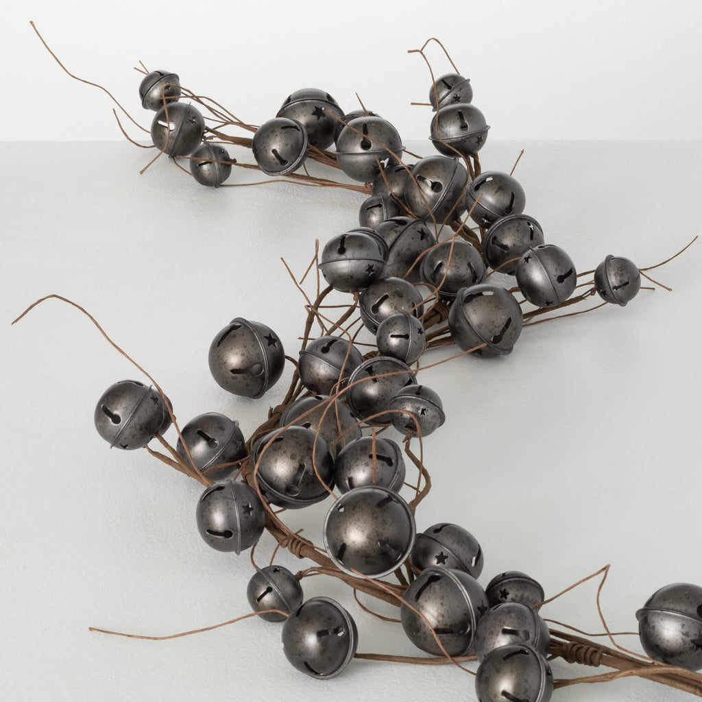 Gray Jingle Bell Twig Garland - Nested