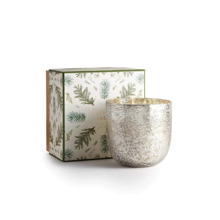 Balsam & Cedar Luxe Sanded Mercury Glass Candle - Nest Interior Design