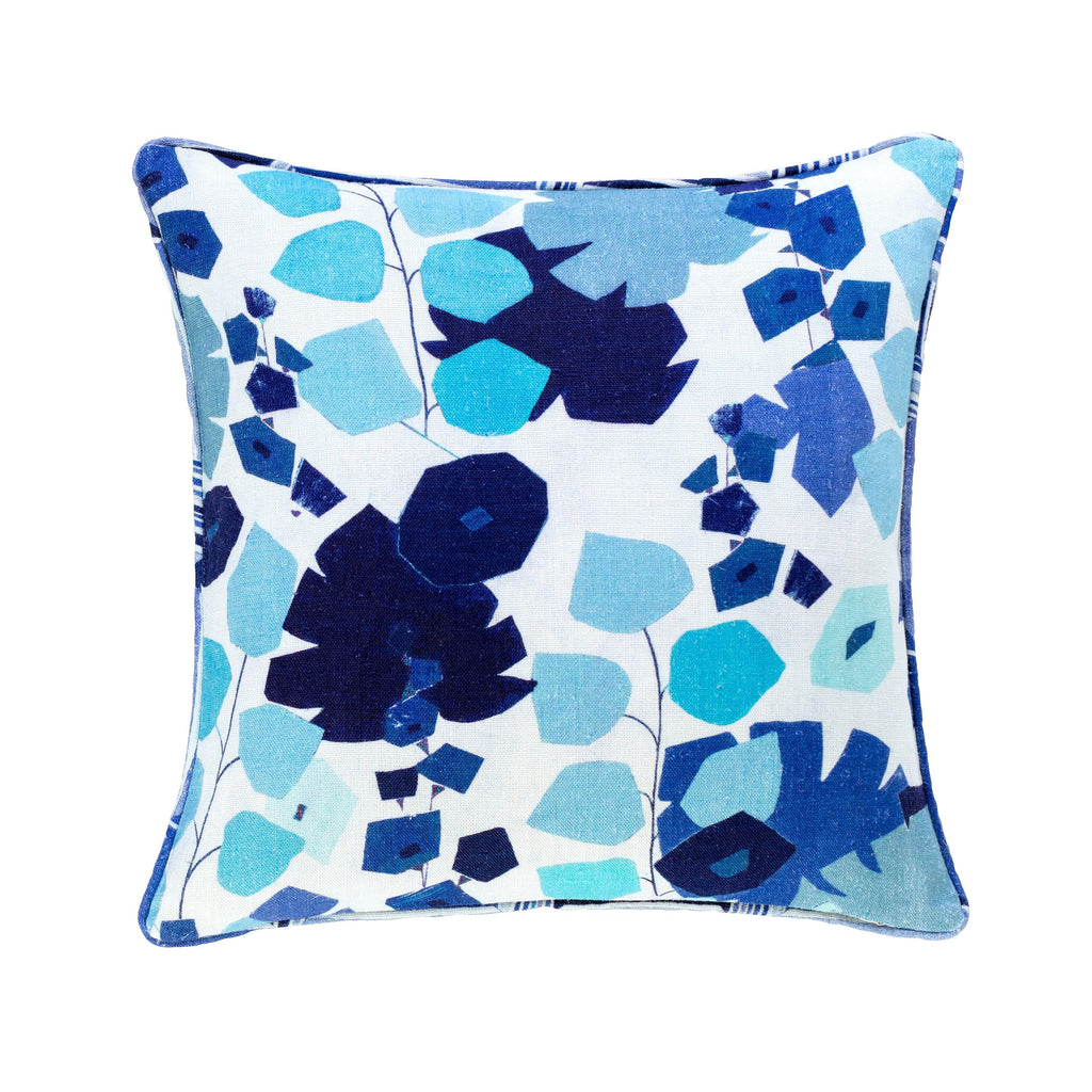 Geo Floral Blue Decorative Pillow - Nested Designs