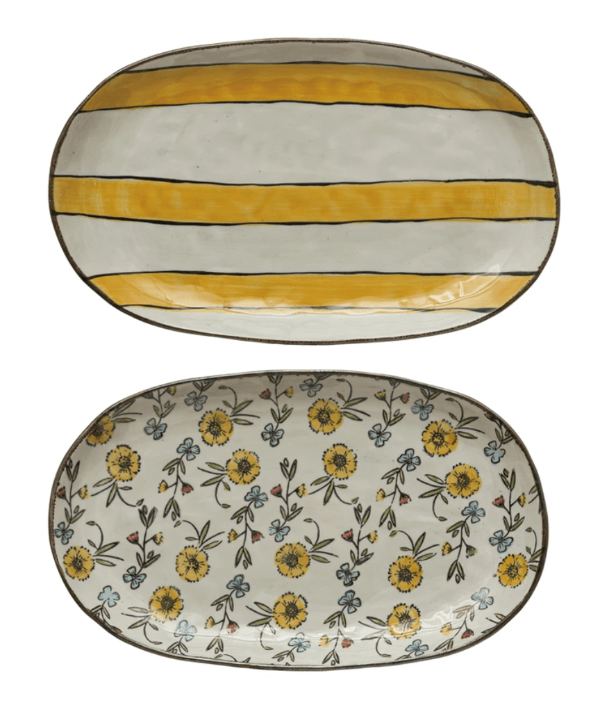 Hand-Painted Stoneware Platter - Nest Interior Design