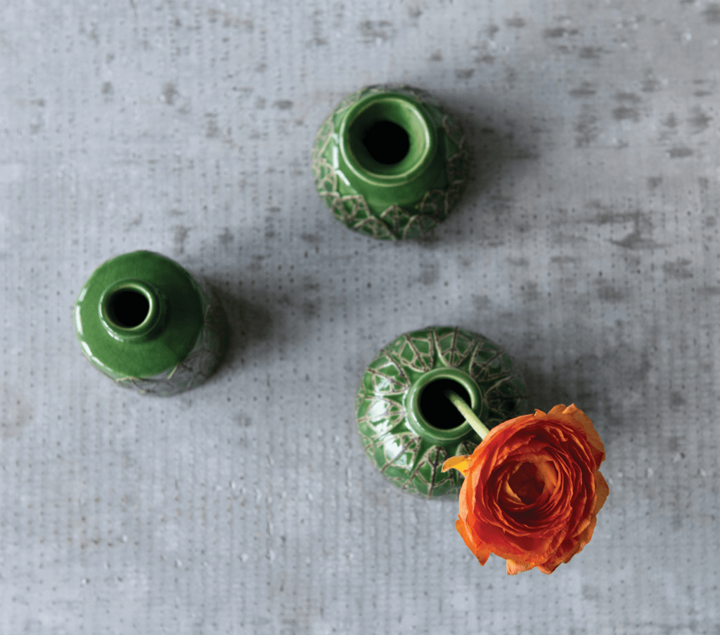 Embossed Stoneware Vases, Set of 3 - Nest Interior Design