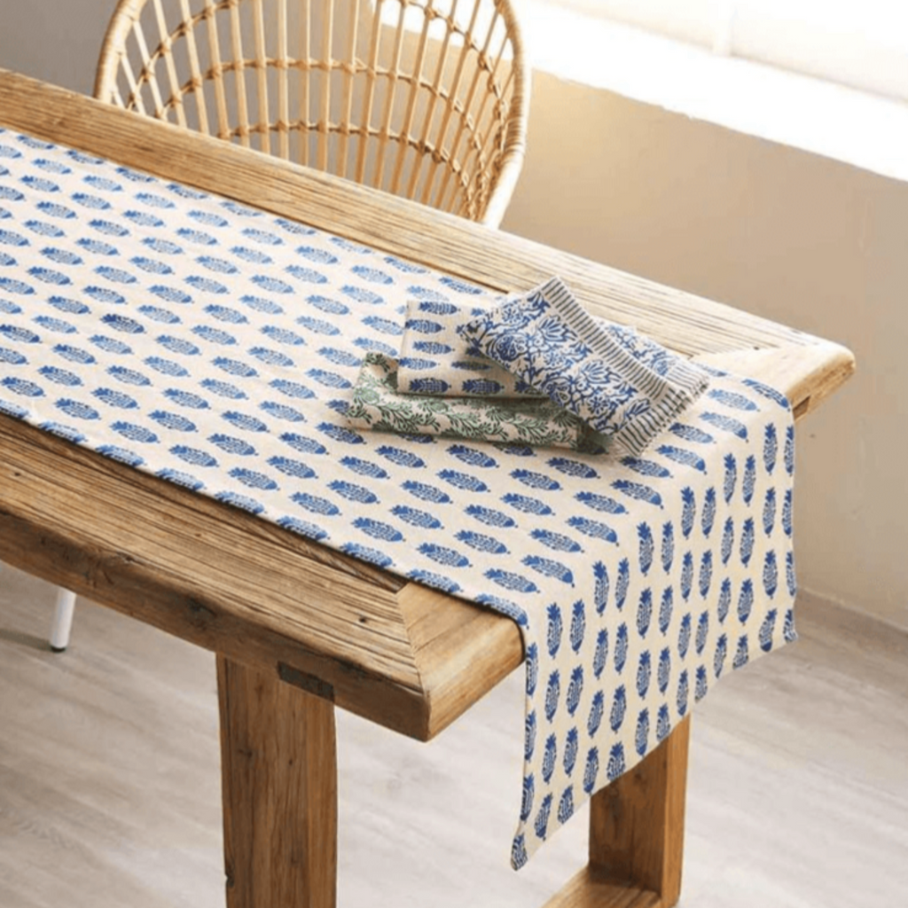 Blue Ikat Table Runner - Nest Interior Design