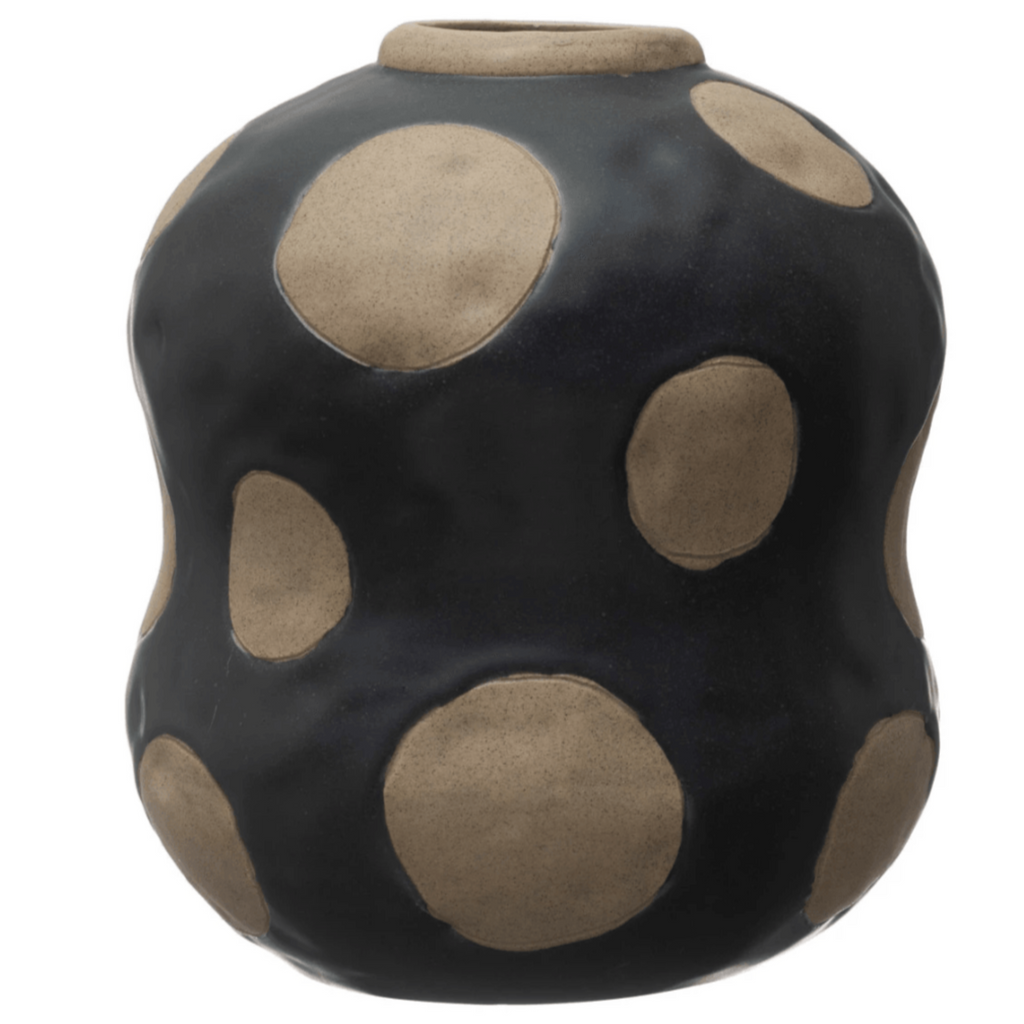 Stoneware Vase w/Relief Dots - Nest Interior Design