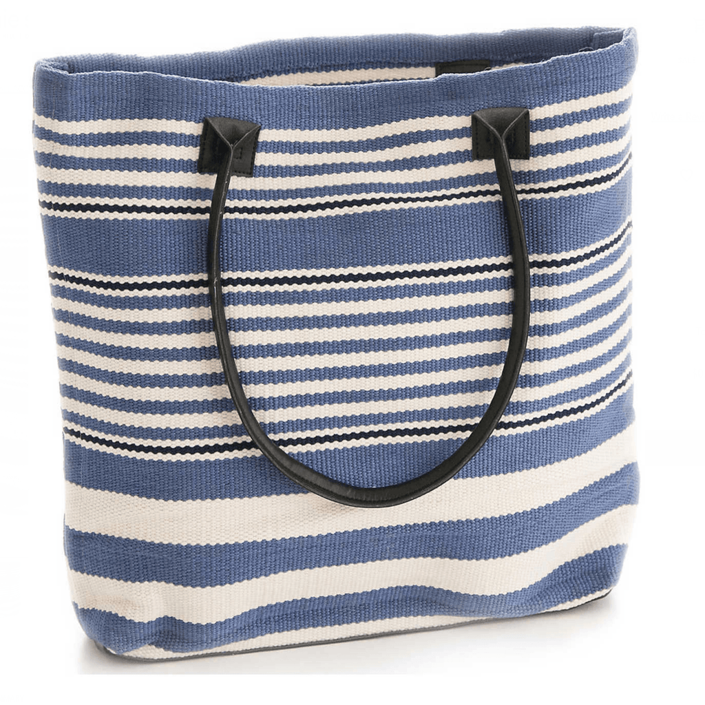 Rugby Stripe Denim Indoor/Outdoor Tote Bag - Nested Designs