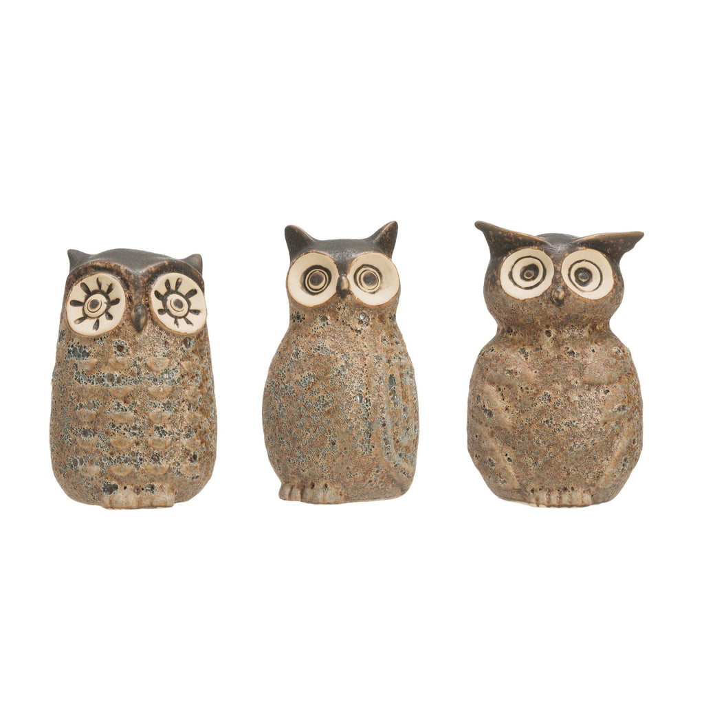 Stoneware Owl Vase, Set of 3 - Nest Interior Design