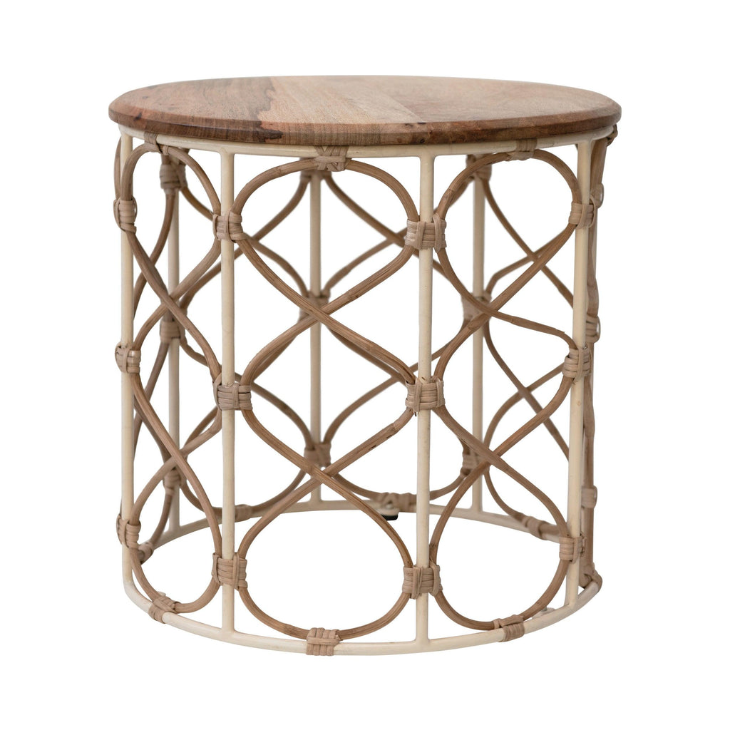 Metal and Rattan Side Table/Stool - Nest Interior Design